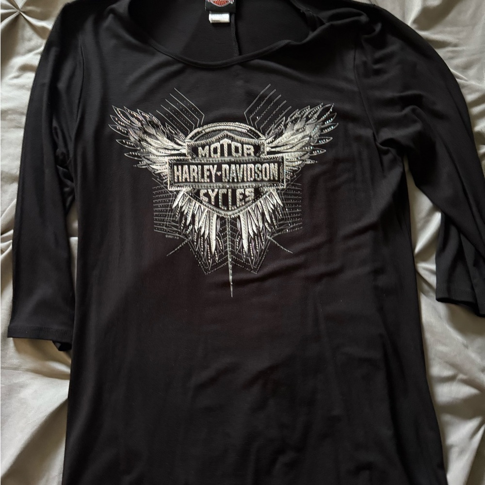 Harley-Davidson Black and Gray Tee